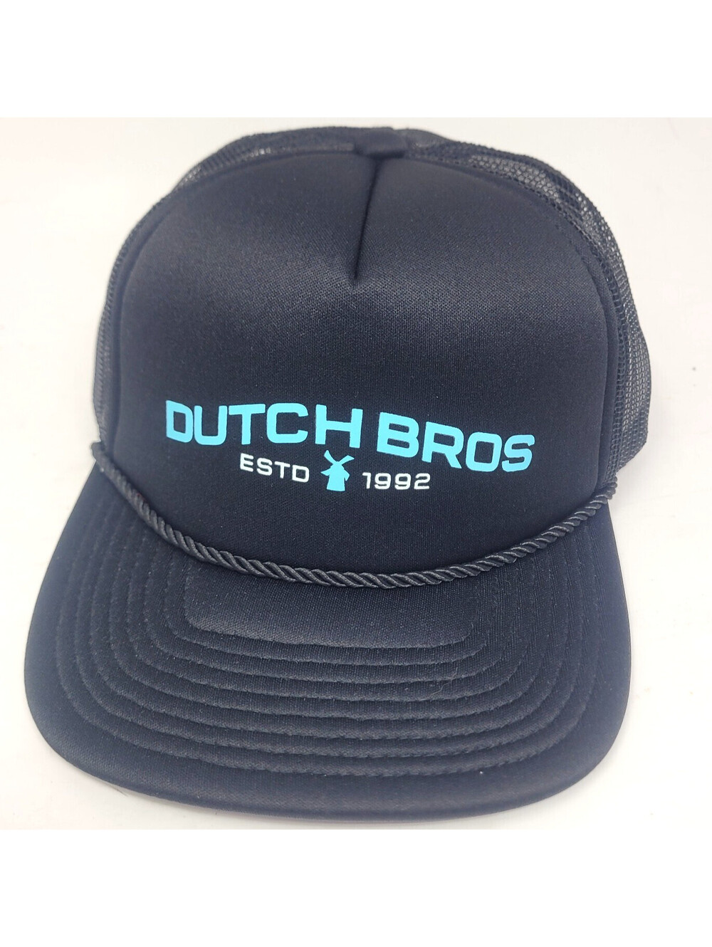 Dutch Bros Coffee Trucker Hat Black Teal Windmill Logo ESTD 1992 Snapback